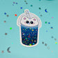 cat boba gleaming holographic sticker